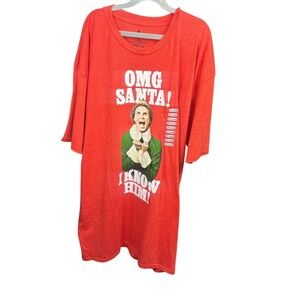 OMG Santa I Know Him Elf Christmas Red T-Shirt Mens 2XL Short Sleeve Holiday New